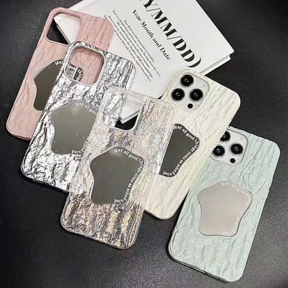 For iPhone 12 Pro Max Embossed Rock Texture Mirror TPU Phone Case(Space Silver) - iPhone 12 Pro Max Cases by buy2fix | Online Shopping UK | buy2fix