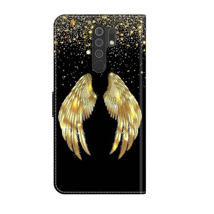 For Xiaomi Redmi 9 Crystal 3D Shockproof Protective Leather Phone Case(Golden Wings) - Xiaomi Cases by buy2fix | Online Shopping UK | buy2fix