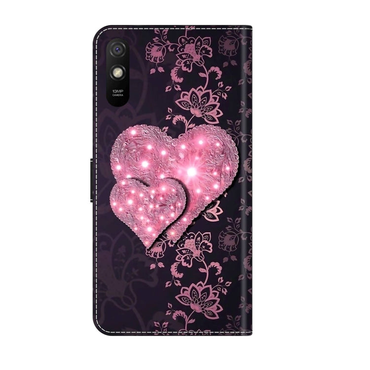 For Xiaomi Redmi 9A Crystal 3D Shockproof Protective Leather Phone Case(Lace Love) - Xiaomi Cases by buy2fix | Online Shopping UK | buy2fix