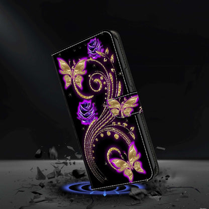 For Xiaomi Redmi 10 Crystal 3D Shockproof Protective Leather Phone Case(Purple Flower Butterfly) - Xiaomi Cases by buy2fix | Online Shopping UK | buy2fix