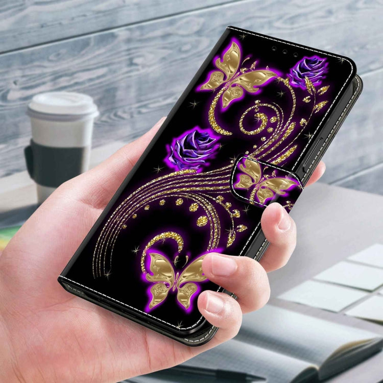 For Xiaomi Redmi 10 Crystal 3D Shockproof Protective Leather Phone Case(Purple Flower Butterfly) - Xiaomi Cases by buy2fix | Online Shopping UK | buy2fix