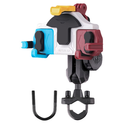 MOTOSLG Crab Motorcycle Phone Clamp Bracket U-Type Headbar Mount with Anti-theft Lock(Blue White Red) - Holder by MOTOLSG | Online Shopping UK | buy2fix