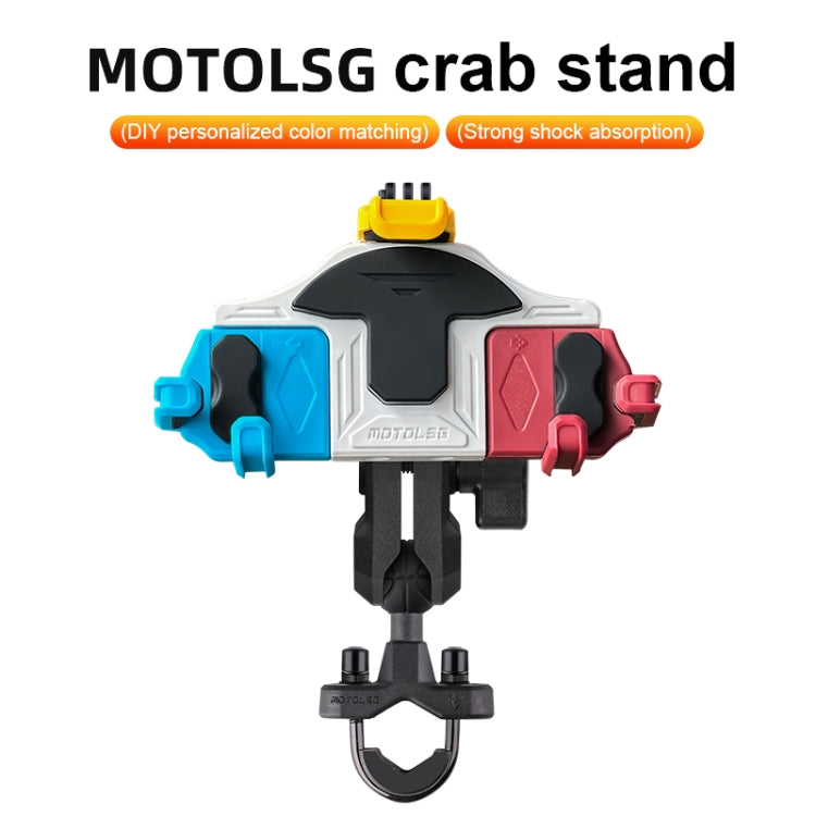 MOTOSLG Crab Motorcycle Phone Clamp Bracket O-Type Rear Mirror Mount(Blue White Red) - Holder by MOTOLSG | Online Shopping UK | buy2fix
