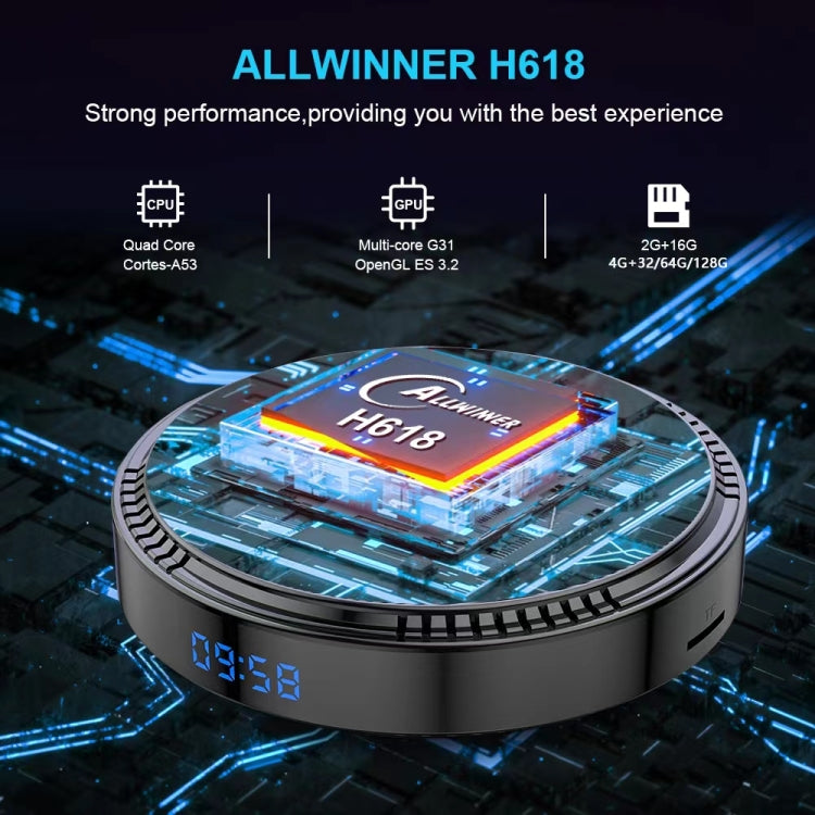 HK1RBOX H8-H618 Android 12.0 Allwinner H618 Quad Core Smart TV Box, Memory:4GB+32GB(EU Plug) - Allwinner H6 by buy2fix | Online Shopping UK | buy2fix
