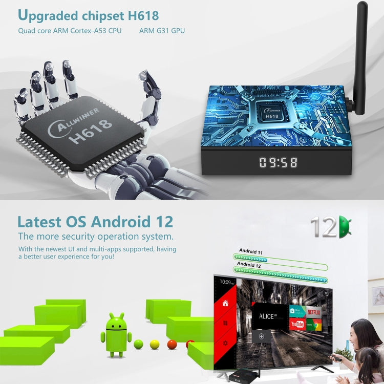 H618-TX68 Android 12.0 Allwinner H618 Quad Core Smart TV Box, Memory:4GB+32GB(AU Plug) - Allwinner H6 by buy2fix | Online Shopping UK | buy2fix