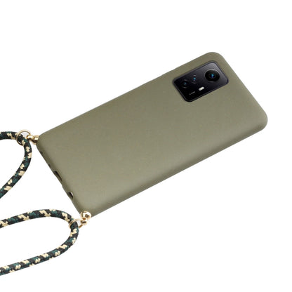 For Xiaomi Redmi Note 12S Wheat Straw Material + TPU Phone Case with Lanyard(Army Green) - Xiaomi Cases by buy2fix | Online Shopping UK | buy2fix