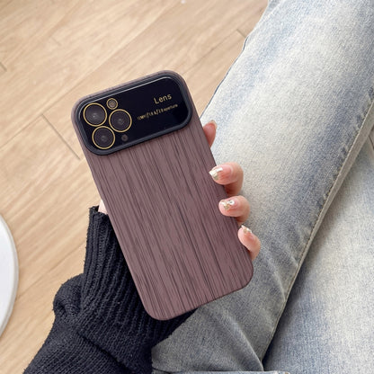 For iPhone 11 Pro Wood Grain TPU Phone Case with Lens Film(Grey) - iPhone 11 Pro Cases by buy2fix | Online Shopping UK | buy2fix