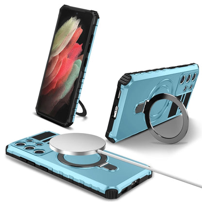 For Samsung Galaxy S21 Ultra 5G MagSafe Magnetic Holder Phone Case(Light Blue) - Galaxy S21 Ultra 5G Cases by buy2fix | Online Shopping UK | buy2fix