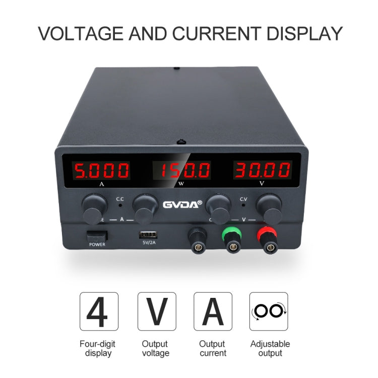 GVDA SPS-H3010 30V-10A Adjustable Voltage Regulator, Specification:EU Plug(Black) - Others by GVDA | Online Shopping UK | buy2fix