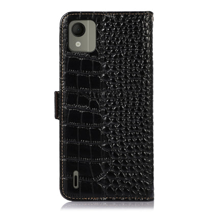 For Nokia C110 Crocodile Top Layer Cowhide Leather Phone Case(Black) - Nokia Cases by buy2fix | Online Shopping UK | buy2fix