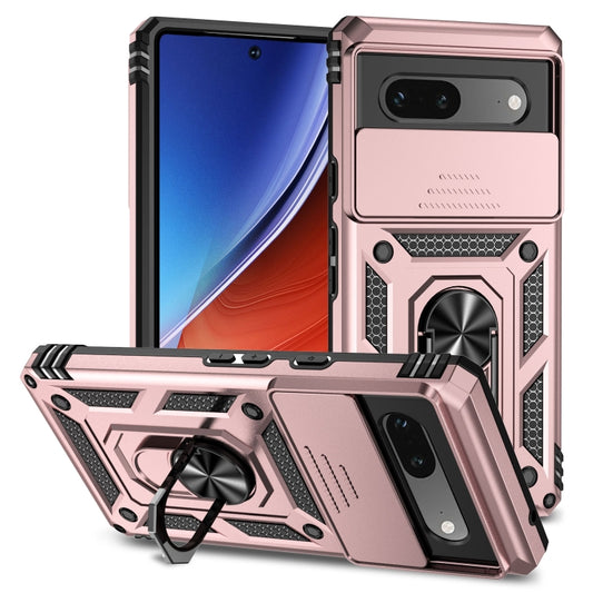 For Google Pixel 7a Sliding Camshield Holder Phone Case(Rose Gold) - Google Cases by buy2fix | Online Shopping UK | buy2fix