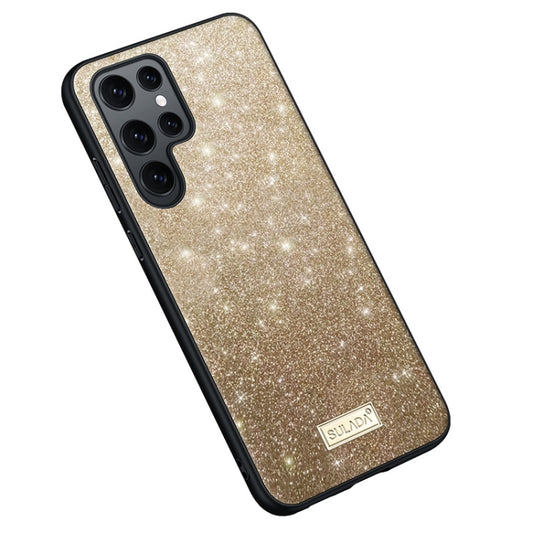 For Samsung Galaxy S23 Ultra 5G SULADA Glittery TPU + Handmade Leather Phone Case(Gold) - Galaxy S23 Ultra 5G Cases by SULADA | Online Shopping UK | buy2fix