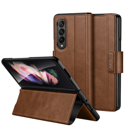 For Samsung Galaxy Z Fold2 / W21 SULADA All-inclusive Magnetic Snap Flip Leather Phone Case(Brown) - Galaxy Phone Cases by SULADA | Online Shopping UK | buy2fix