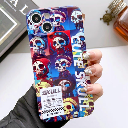 For iPhone 14 Painted Pattern Precise Hole PC Phone Case(Cute Skull) - iPhone 14 Cases by buy2fix | Online Shopping UK | buy2fix