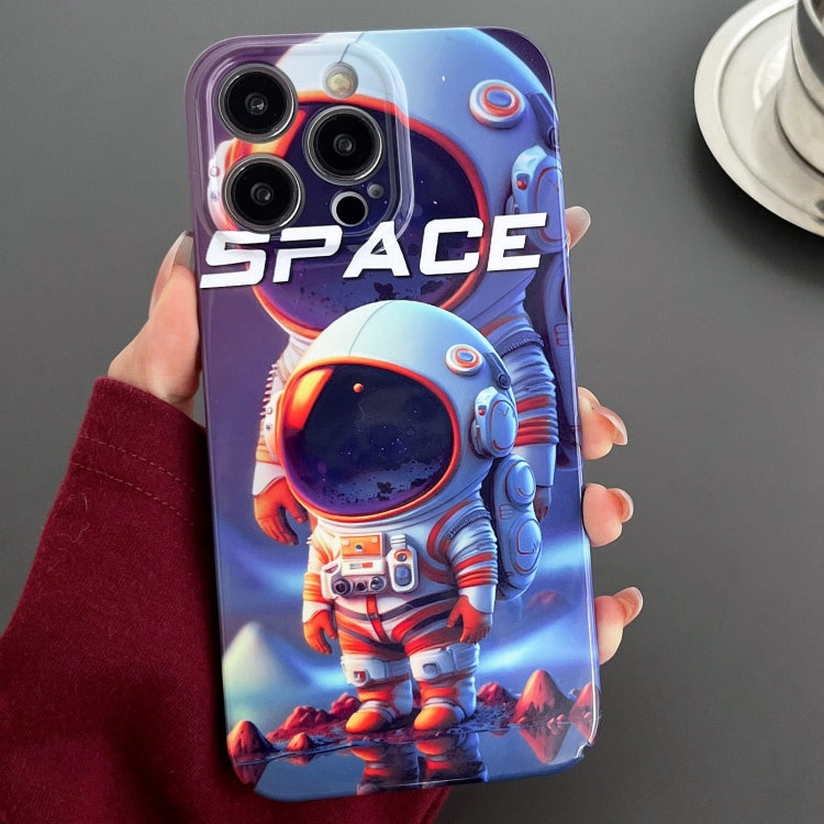 For iPhone 14 Pro Max Painted Pattern Precise Hole PC Phone Case(Orange White Astronaut) - iPhone 14 Pro Max Cases by buy2fix | Online Shopping UK | buy2fix