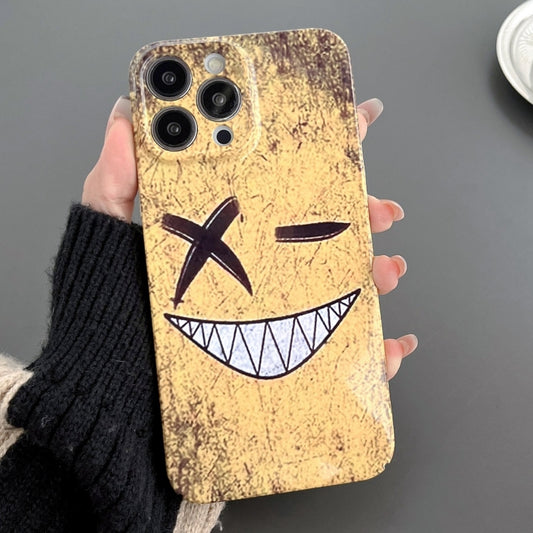 For iPhone 11 Pro Painted Pattern Precise Hole PC Phone Case(Yellow Background Smiling) - iPhone 11 Pro Cases by buy2fix | Online Shopping UK | buy2fix