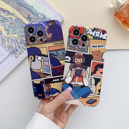 For iPhone 14 Plus Painted Pattern Precise Hole PC Phone Case(Comics Umbrella Boy) - iPhone 14 Plus Cases by buy2fix | Online Shopping UK | buy2fix