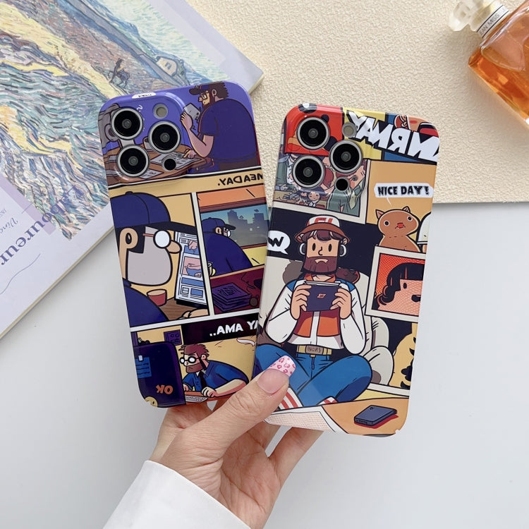 For iPhone 11 Painted Pattern Precise Hole PC Phone Case(Orange Comics) - iPhone 11 Cases by buy2fix | Online Shopping UK | buy2fix
