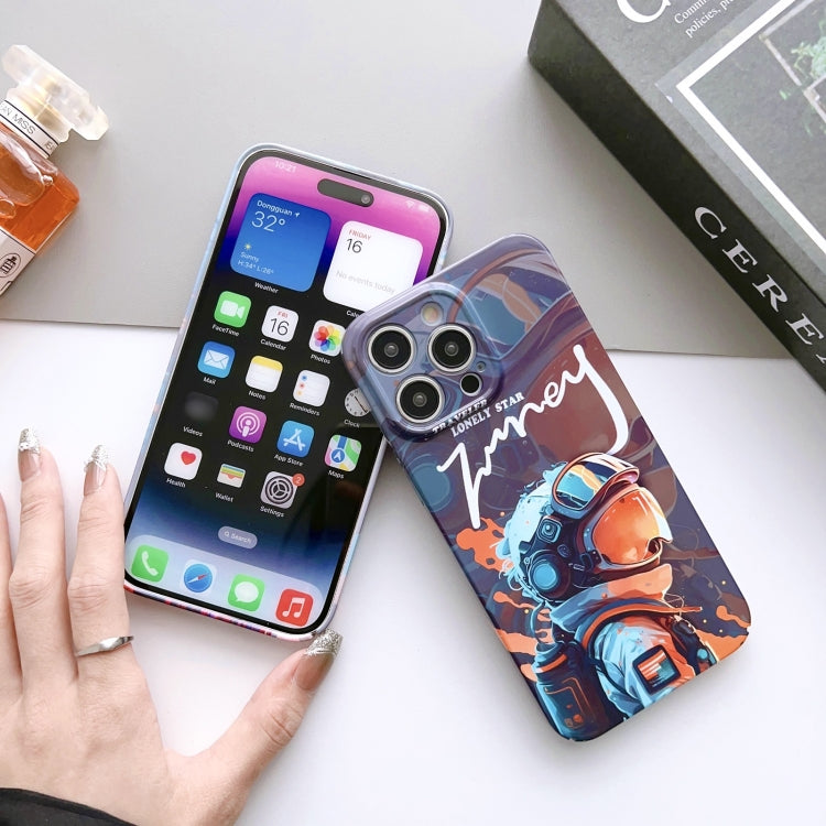 For iPhone 11 Painted Pattern Precise Hole PC Phone Case(Orange White Astronaut) - iPhone 11 Cases by buy2fix | Online Shopping UK | buy2fix