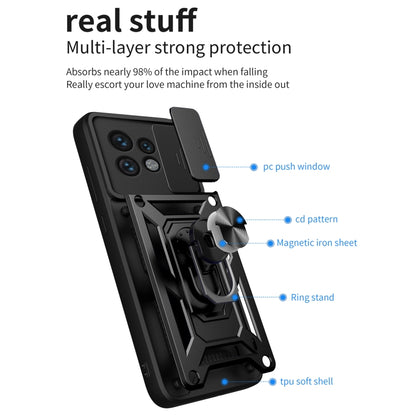 For Motorola Edge 40 Pro Sliding Camera Cover Design TPU Hybrid PC Phone Case(Gold) - Motorola Cases by buy2fix | Online Shopping UK | buy2fix