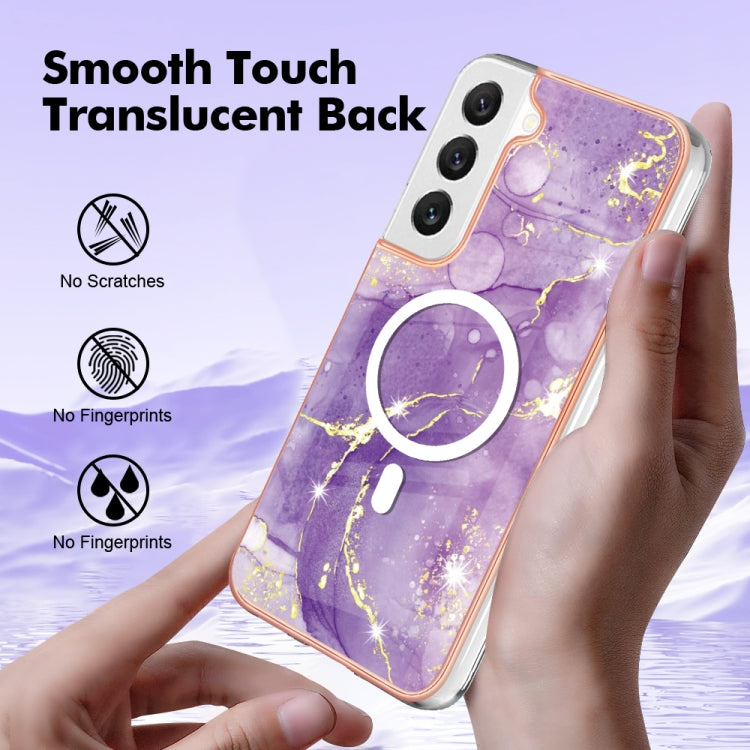 For Samsung Galaxy S22 5G Marble Pattern Dual-side IMD Magsafe TPU Phone Case(Purple 002) - Galaxy S22 5G Cases by buy2fix | Online Shopping UK | buy2fix