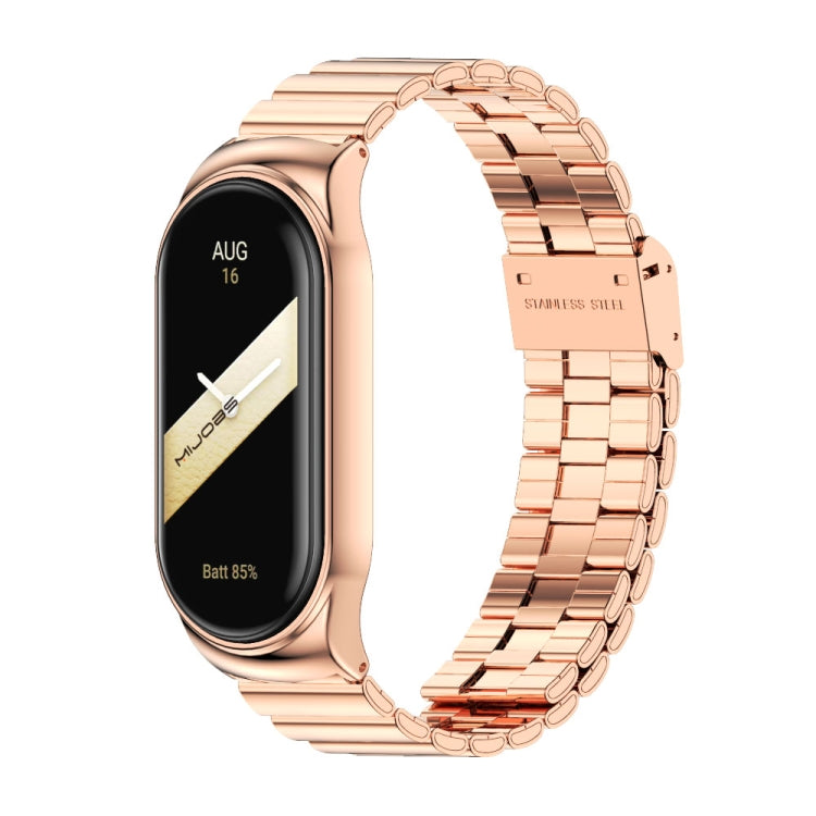 For Xiaomi Mi Band 8 Mijobs CS Case Bamboo Buckle Metal Watch Band(Rose Gold) - Watch Bands by MIJOBS | Online Shopping UK | buy2fix