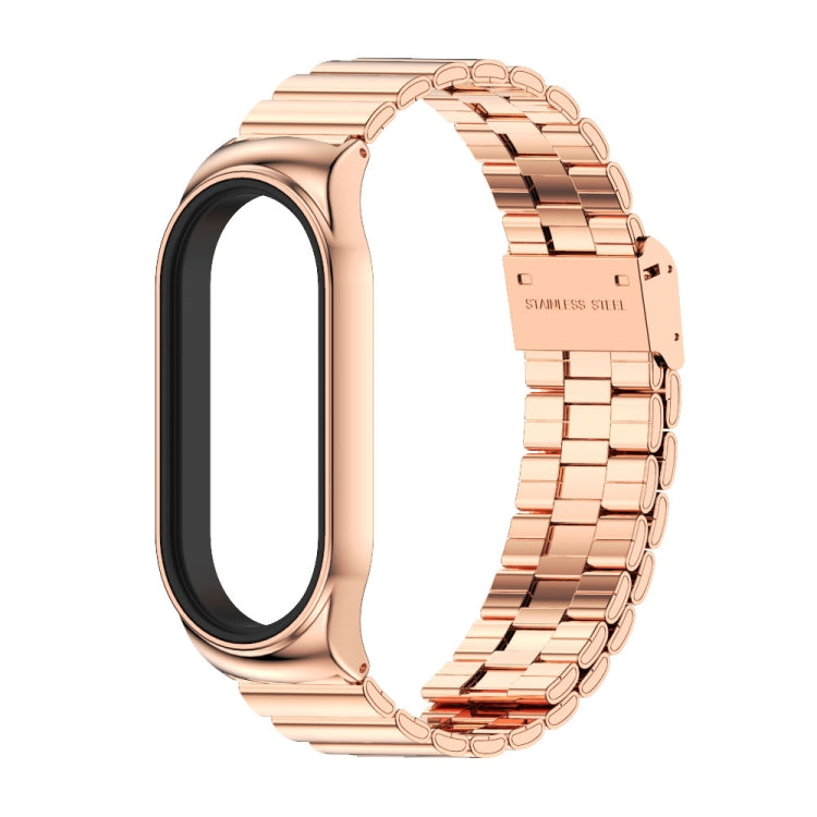 For Xiaomi Mi Band 8 Mijobs CS Case Bamboo Buckle Metal Watch Band(Rose Gold) - Watch Bands by MIJOBS | Online Shopping UK | buy2fix