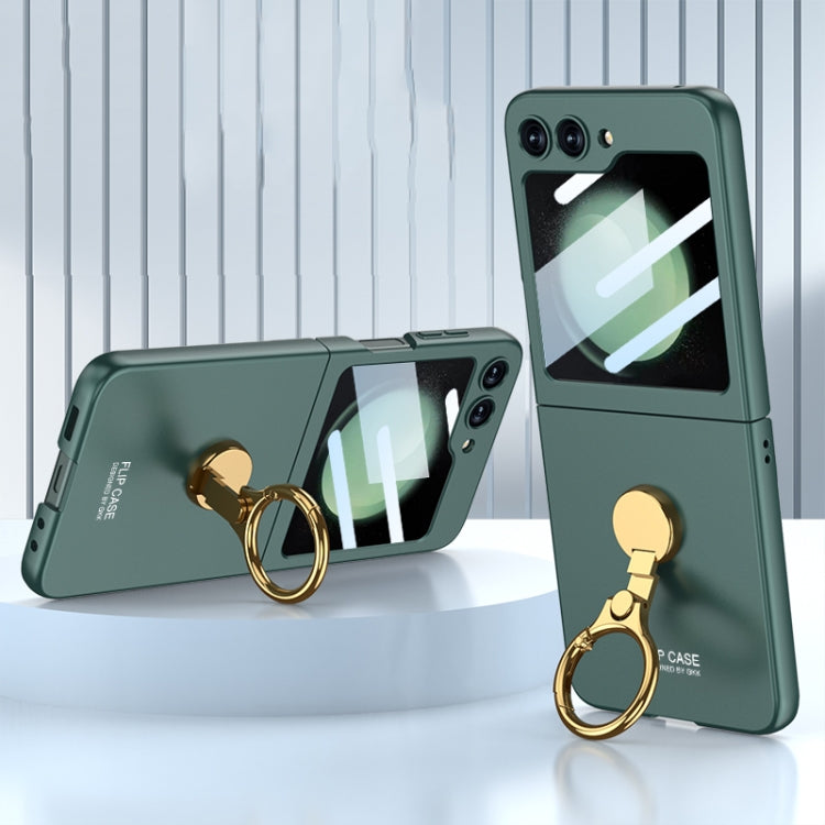 For Samsung Galaxy Z Flip5 GKK Ultra-thin Triaxial Ring Holder PC Phone Case(Green) - Galaxy Z Flip5 Cases by GKK | Online Shopping UK | buy2fix