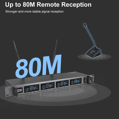 XTUGA A140-C Wireless Microphone System 4-Channel UHF Four Conference Mics(EU Plug) - Microphone by XTUGA | Online Shopping UK | buy2fix