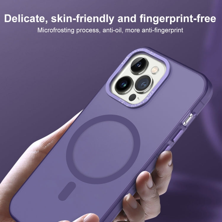 For iPhone 14 Plus MagSafe Frosted Translucent Mist Phone Case(Dark Purple) - iPhone 14 Plus Cases by buy2fix | Online Shopping UK | buy2fix