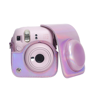 For FUJIFILM instax mini 12 Laser Full Body Leather Case Camera Bag with Strap(Pink) - Leather Bag by buy2fix | Online Shopping UK | buy2fix