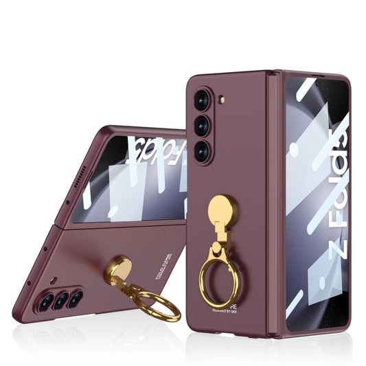 For Samsung Galaxy Z Fold5 GKK Ultra-thin Triaxial Ring Holder PC Phone Case(Wine Red) - Galaxy Z Fold5 Cases by GKK | Online Shopping UK | buy2fix