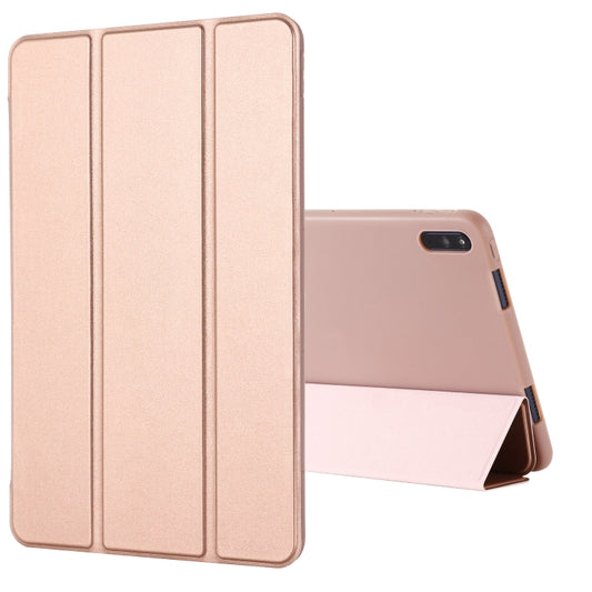For Huawei Matepad 10.4 GEBEI Shockproof Horizontal Flip Leather Case with Three-folding Holder(Rose Gold) - Huawei by GEBEI | Online Shopping UK | buy2fix