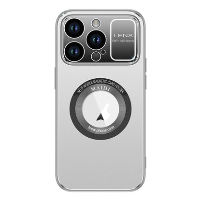 For iPhone 15 Pro Large Window MagSafe Skin Feel PC Phone Case(Silver Gray) - iPhone 15 Pro Cases by buy2fix | Online Shopping UK | buy2fix