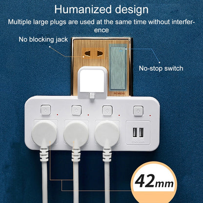 Home Office Multifunctional USB Wireless Plug Converter Plug Board 1 to 4 + 2USB - Extension Socket by buy2fix | Online Shopping UK | buy2fix