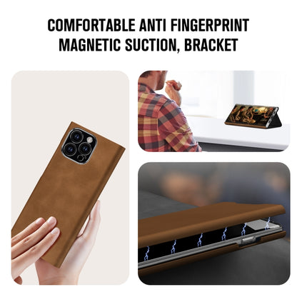 For iPhone 15 Pro Max Magnetic Napa Texture Leather Phone Case with Holder(Brown) - iPhone 15 Pro Max Cases by buy2fix | Online Shopping UK | buy2fix