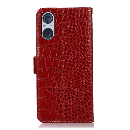 For Sony Xperia 5 V Crocodile Top Layer Cowhide Leather Phone Case(Red) - Sony Cases by buy2fix | Online Shopping UK | buy2fix