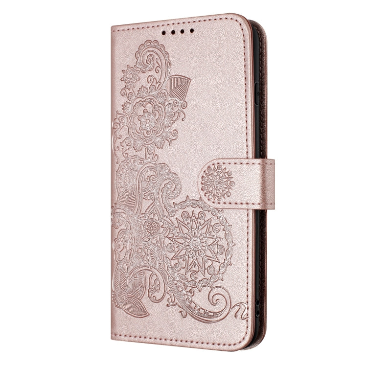 For iPhone 15 Pro Max Datura Flower Embossed Flip Leather Phone Case(Rose Gold) - iPhone 15 Pro Max Cases by buy2fix | Online Shopping UK | buy2fix