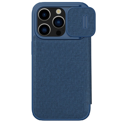 For iPhone 15 Pro NILLKIN QIN Series Pro Fabric Textured Leather Phone Case(Blue) - iPhone 15 Pro Max Cases by NILLKIN | Online Shopping UK | buy2fix