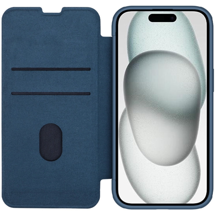 For iPhone 15 Plus NILLKIN QIN Series Pro Fabric Textured Leather Phone Case(Blue) - iPhone 15 Pro Max Cases by NILLKIN | Online Shopping UK | buy2fix