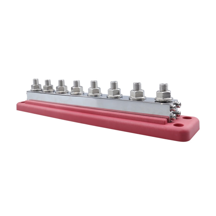 RV 600A High Current busbar 8-way Straight M10 Wiring Studs(Red) - Fuse by buy2fix | Online Shopping UK | buy2fix