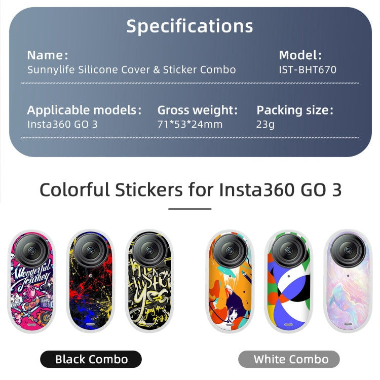 For Insta360 GO 3 Sunnylife Cooling Silicone Case Stickers Skin Wrap Lens Cover with Neck Strap(Black) - Case & Bags by Sunnylife | Online Shopping UK | buy2fix