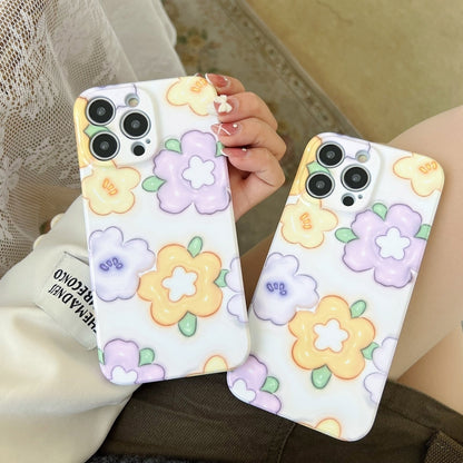 For iPhone 15 Pro Max PC Phone Case(Yellow Purple Flowers) - iPhone 15 Pro Max Cases by buy2fix | Online Shopping UK | buy2fix