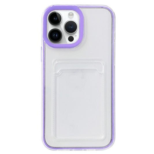 For iPhone 15 Pro Max 360 Clear PC Hybrid  TPU Phone Case with Card Slot(Purple) - iPhone 15 Pro Max Cases by buy2fix | Online Shopping UK | buy2fix