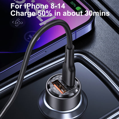 USAMS US-CC208 C39 60W USB + Type-C Dual Port Fast Charging Aluminum Alloy Transparent Car Charger(Purple) - Car Charger by USAMS | Online Shopping UK | buy2fix