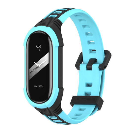 For Xiaomi Mi Band 8 MIJOBS Unibody Two Color Silicone Watch Band(Black Blue) - Watch Bands by MIJOBS | Online Shopping UK | buy2fix