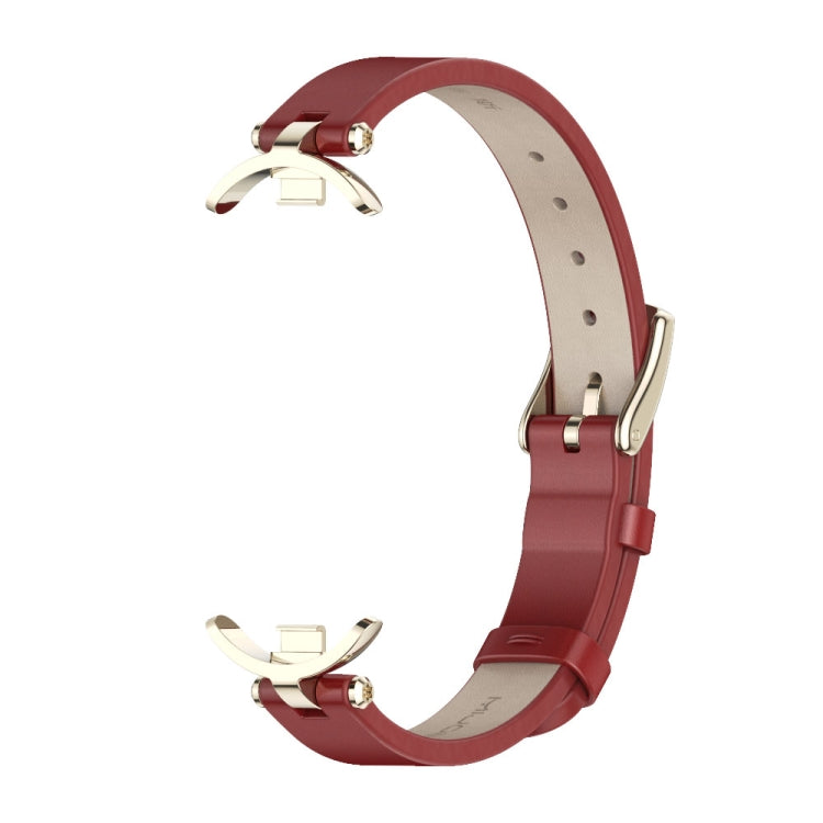 For Xiaomi Mi Band 8 / 9 / 9 NFC Mijobs First Layer Cowhide Watch Band(Red Light Gold) - Watch Bands by MIJOBS | Online Shopping UK | buy2fix