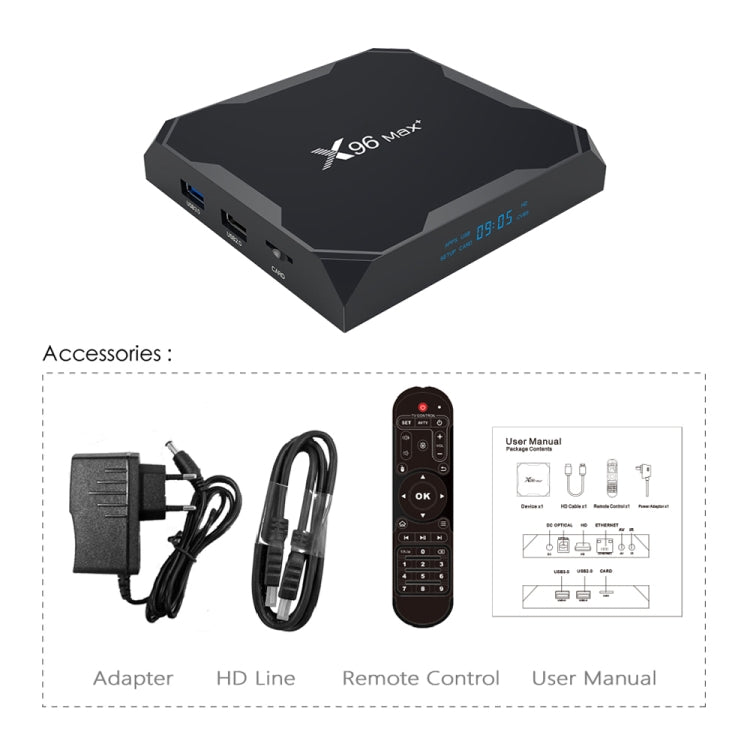 X96 max+ 4K Smart TV Box, Android 9.0, Amlogic S905X3 Quad-Core Cortex-A55,4GB+64GB, Support LAN, AV, 2.4G/5G WiFi, USBx2,TF Card, AU Plug - Consumer Electronics by Beelink | Online Shopping UK | buy2fix