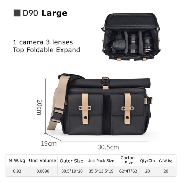 Cwatcun D90 Contrast Color Single Shoulder Camera Bag Outdoor Camera Bag Professional Crossbody Handbag, Size:30.5 x 19 x 20cm Large(Black) - Strap Satchel by Cwatcun | Online Shopping UK | buy2fix