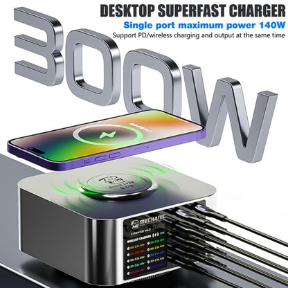 Mechanic X-Power Series Multiport Digital Display USB Charger Station with Wireless Charging, Total Power:150W(EU Plug) - Dock Charger by MECHANIC | Online Shopping UK | buy2fix